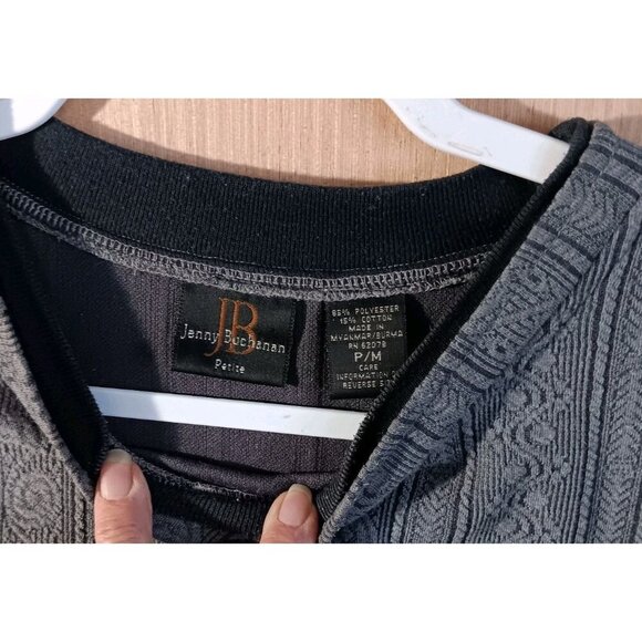 Jenny Buchanan PM Gray Pullover Sweater Embroidered Floral Patchwork Long Sleeve - Picture 3 of 6